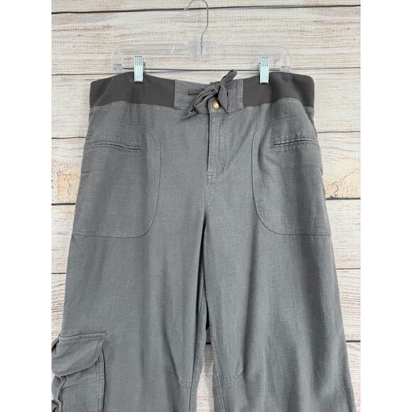 Soft Surroundings Linen Blend Cargo Lounge Pants Womens Large Gray Elastic Waist - Picture 3 of 11